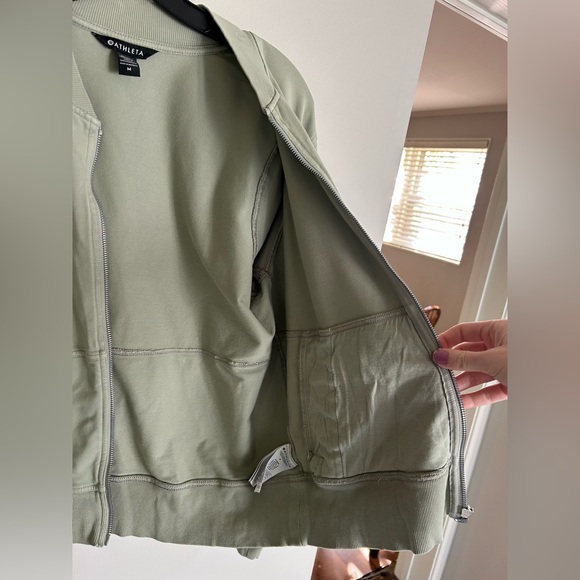 ATHLETA Sage Green Bomber Jacket Full Zip Athleisure Casual Comfort Active | M - Picture 12 of 16